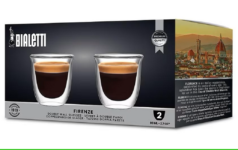 Bialetti - Espresso Becher - Firenze - 80 ml - 2 Stück - Transparent