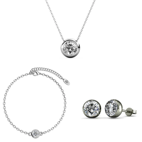MYC - Mond- und Geburtsstein-Set - Silber und Kristall