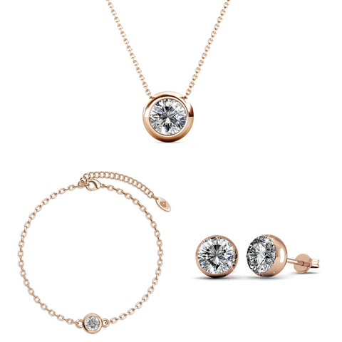 MYC - Mond- und Geburtsstein-Set - Roségold und Kristall