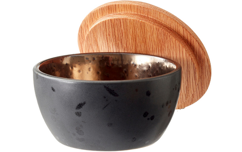 Bitz - Schale mit Holzdeckel - 3 Stück - Schwarz-Bronze