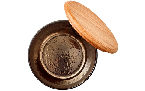 Bitz - Schale mit Holzdeckel - 3 Stück - Schwarz-Bronze