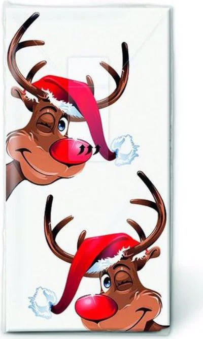 Taschentücher – Weihnachtsdekor- weiss – Rudolf