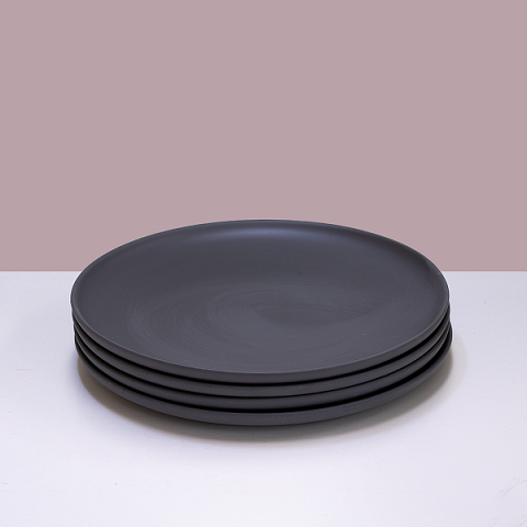 Porzellan Dinnerteller Schwarz matt - 4 teilig